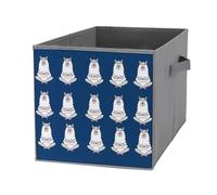 Nugier 1 PC Basket Bin Foldable Dirty Clothes Bag Bucket Fabric Dorms Waterproof Laundry Hamper Square Organizer Storage Handles Closet Print Quotes No Drama Llama Alpaca Sitting on Navy Blue