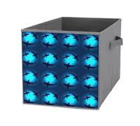 Nugier 1 PC Basket Bin Foldable Dirty Clothes Bag Bucket Fabric Dorms Waterproof Laundry Hamper Square Organizer Storage Handles Closet Print Three Sharks Swimming in Deep Sea World