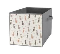 Nugier 1 PC Basket Bin Foldable Dirty Clothes Bag Bucket Fabric Dorms Waterproof Laundry Hamper Square Organizer Storage Handles Closet Print Seamless Grey Brown Orange Cats Silhouettes