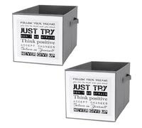 Nugier 2 PCs Basket Bin Foldable Dirty Clothes Bag Bucket Fabric Dorms Waterproof Laundry Hamper Square Organizer Storage Handles Closet Print Follow Your Dreams Just Try Never Give Up Accept Changes