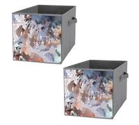 Nugier 2 PCs Basket Bin Foldable Dirty Clothes Bag Bucket Fabric Dorms Waterproof Laundry Hamper Square Organizer Storage Handles Closet Print Texture Modern Artistic Work Splashes of Color Paint