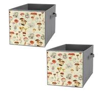 Nugier 2 PCs Basket Bin Foldable Dirty Clothes Bag Bucket Fabric Dorms Waterproof Laundry Hamper Square Organizer Storage Handles Closet Print Vintage Red Retro Leaves Seamless Pattern