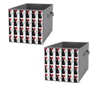 Nugier 2 PCs Basket Bin Foldable Dirty Clothes Bag Bucket Fabric Dorms Waterproof Laundry Hamper Square Organizer Storage Handles Closet Print Red Roses On Black White