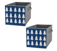 Nugier 2 PCs Basket Bin Foldable Dirty Clothes Bag Bucket Fabric Dorms Waterproof Laundry Hamper Square Organizer Storage Handles Closet Print Quotes No Drama Llama Alpaca Sitting on Navy Blue