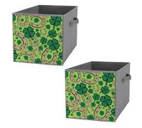Nugier 2 PCs Basket Bin Foldable Dirty Clothes Bag Bucket Fabric Dorms Waterproof Laundry Hamper Square Organizer Storage Handles Closet Print St. Patrickâ€™s Day Shamrock Irish Lucky Clover Leaves