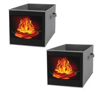 Nugier 2 PCs Basket Bin Foldable Dirty Clothes Bag Bucket Fabric Dorms Waterproof Laundry Hamper Square Organizer Storage Handles Closet Print Fiery Red Chili Peppers Fire