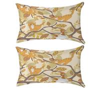 Nugier 2PCs Velvet Bed Pillow Case Cover with no Insert, Soft Throw Pillowcase Cushion 12"x20" Two-Sides USA Made Print Seamless Cats on Tree Branch Ginger Red Orange Kittens