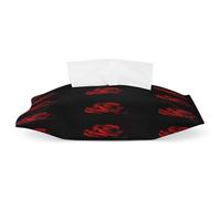 Nugier Leather Tissue Box, Home Vanity Rectangle Tissue Cover Case Bag with Handle for Car Bathroom Office Desk 11.3x6.5 in Print Red Rose Petal on Black Background