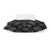 Nugier Leather Tissue Box, Home Vanity Rectangle Tissue Cover Case Bag with Handle for Car Bathroom Office Desk 11.3x6.5 in Print Palmistry Hand Bohemian Tribal Elements-