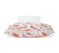 Nugier Leather Tissue Box, Home Vanity Rectangle Tissue Cover Case Bag with Handle for Car Bathroom Office Desk 11.3x6.5 in Print Watercolor Oriental Asian Carps Fish and Cherry Blossoms