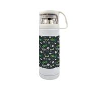 Nugier One Insulated Water Bottle, Stainless Steel Cup with Rotated Straw 11.8 Oz, Double Wall Vacuum Hot Cold Travel Mug with Lid Print Dinosaur Fossil Bones and Scary Seamless