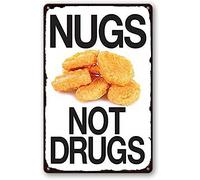 Nugs Not Drugs Tin Sign Vintage Style Tin Sign Home Kitchen Restaurant Cafe Art Metal Sign Retro Gift Sign 8x12 inch