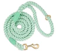 NUGUTIC 1.5M Dog Leash Handmade Braided Cotton Rope for Small Medium Large Dogs Durable Metal Clasp Light Green