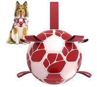 NUGUTIC Dog Toys Soccer Ball with Straps, World Cup Interactive Toys for Tug of War, Dog Water Toys, Puppy Birthday Gifts for Medium & Large Dogs (Meat Theme, 8 Inch)