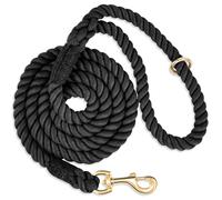 NUGUTIC Handmade Braided Cotton Rope Leash with Heavy Duty Metal Clasp, Cute Wedding Dog Leash (Black, 5 FT)