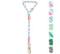 NUGUTIC Handmade Braided Cotton Rope Leash with Heavy Duty Metal Clasp, Cute Wedding Dog Leash (Cherry Blossom Pink, 22 Inches)
