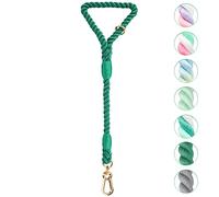 NUGUTIC Handmade Braided Cotton Rope Leash with Heavy Duty Metal Clasp, Cute Wedding Dog Leash (Dark Green, 22 Inches)