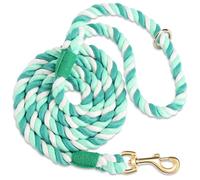 NUGUTIC Handmade Braided Cotton Rope Leash with Heavy Duty Metal Clasp, Cute Wedding Dog Leash (Moss Green, 5 FT)