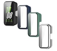 NUHFUFA 3 PCS All-in-One Film Case for Samsung Galaxy Fit 3 Anti-scratch Watch Cover, Frosted Protective Case with Screen Protector(Blue+Silver+Green)
