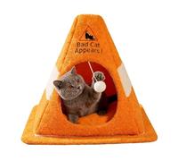 Nuhjytgf Cat Cave - Traffic Cone Design Cold-Proof Tent with Removable Cushion,Cat House Indoor with Warning Sign | for Kitten Small Dog Calming Sleeping Animal Winter Home Indoor Rabbits
