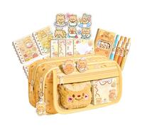 Nuhjytgf Cute Péncil Case, Comprehensive Stationery Kit, 1 Sét, Cat Pencil Pouch Set, Cat Pencil Case Stationery Set, Wide Applications, for Students Boys Girls Classroom Home Study