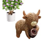 Nuhjytgf Highland Cow Plant Pot Decor, Weather-Resistant Resin, 1 Pc, Funny Drinking Highland Cow Statue, Cattle Flower Pot Hanger Ornaments, Hanging Planter Ornament, For Yard Porch Balcony