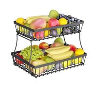 Nuhjytgf Metal Wire Fruit Holder, Tiered Fruit and Veg Basket, Metal Storage Basket, Two-Tier Design, Sturdy Wire Construction, 30x18x30cm for Kitchen, Produce Storage, Dining Area