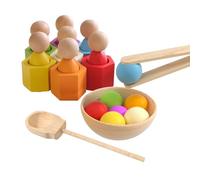 Nuhjytgf Rainbow Ball Cup Toy,Wooden Color Sorting Ball in Cups | Educational Early Learning Game Fine Motor Skill Toy for Kindergarten Preschoolers Boys Girls Home Travel