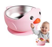 Nuhjytgf Stainless Steel Bowls for Kids | Non-Slip Heat-Resistant Tableware | Suction Cup Kids Bowls - for Kindergarten Daycare Travel Home School