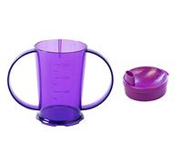 NuHorizons Healthcare Products Two Handled Graduated Beaker with Lid - Pack of 1-200ml Adult Feeder Cup - Drinking Aid (Colour Purple, Wide Spouted Lid)