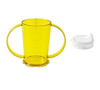 NuHorizons Healthcare Products Two Handled Graduated Beakers with Lids - Pack of 2-200ml Adult Feeder Cup - Drinking Aid (Colour Yellow, Wide Spouted Lid)