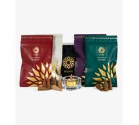 NUHR HOME Incense Burner and Incense Cones Gift Set / 40 Oud Scented Cones / 4 Fragrances complete with Gift Card and Gold Metal Plate Burner/Bakhoor alternative/Long Lasting Aroma