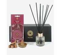 NUHR Home Scenting Gift Set - Rose & Oud with Luxury Reed Diffuser with 10 x Incense Cones & Scent Card, Long Lasting Scented Home Fragrance