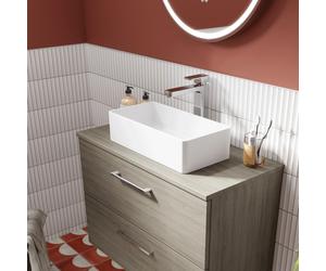 Nuie 465 x 235mm Countertop Vessel Wash Basin Square White Ceramic Bathroom Sink