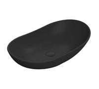 Nuie 615mm Vessel Oval Sit-On Countertop Basin Matt Black Modern Bathroom Sink