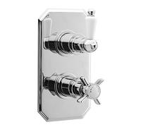 Nuie A3033 Edwardian ǀ Traditional Bathroom Thermostatic Shower Twin Concealed Valve with Edged Back Plate, 210mm x 120mm, Chrome