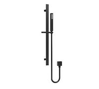 nuie A4167 Windon | Modern Bathroom Square Slide Rail Kit with Outlet Elbow, Flex Hose and Single Function Handset, 685mm, Matt Black
