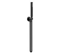 nuie A4263 Arvan | Modern Bathroom Round Outlet Elbow with Wall Mount Parking Bracket, Flex Hose and Single Function Handset, 1230mm, Matt Black