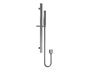 nuie A7167 Windon Modern Bathroom Wall Mount Square Slide Rail Shower Kit with Outlet Elbow, 685mm, Brushed Pewter