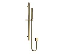 nuie A8167 Windon | Modern Bathroom Square Slide Rail Kit with Outlet Elbow, Flex Hose and Single Function Handset, 685mm, Brushed Brass