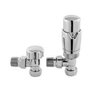 Nuie Angled Thermostatic Radiator Valves | Chrome | Brass