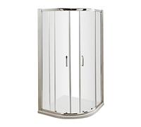 nuie AQU8H3 Pacific Modern Bathroom Easyfit Quadrant Shower Enclosure with Sliding Doors, 6mm Toughened Safety Glass and Round D-Handle, 800mm, Polished Chrome, 800 x 800mm