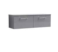 nuie Arno 1200mm Wall Hung 2 Drawer Vanity & Worktop - Satin Grey, Grey