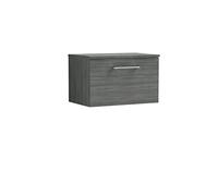 nuie ARN522W Arno Modern Bathroom Wall Hung 1 Drawer Vanity Unit with Colour Worktop, Anthracite