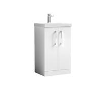 Nuie Arno 500mm Floor Standing 2 Door Vanity & Thin-Edge Basin Gloss White, White