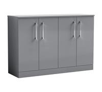nuie Arno 1200mm Floor Standing 4 Door Vanity & Worktop - Satin Grey, Grey