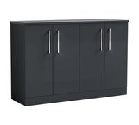 nuie Arno 1200mm Floor Standing 4 Door Vanity & Worktop - Soft Black, Black
