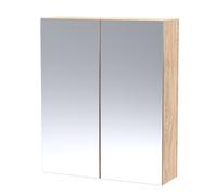 Nuie Arno Bleached Cuneo Oak 2 Door Mirrored Cabinet | Bleached Oak | Glass/MDF | 600mm