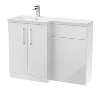 Nuie Arno Combination Vanity and Toilet Unit with Left Hand L Shaped Basin | Gloss White | MDF | 1100mm x 390mm
