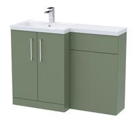 Nuie Arno Combination Vanity and Toilet Unit with Left Hand L Shaped Basin | Satin Green | MDF | 1100mm x 390mm